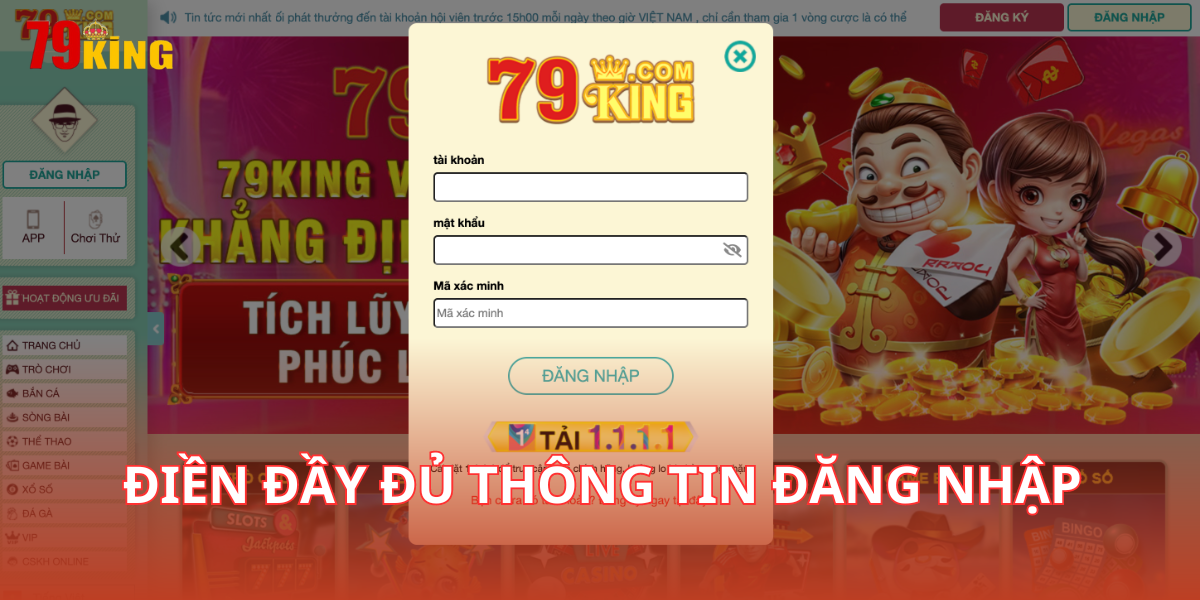 Điền đầy đủ thông tin đăng nhập