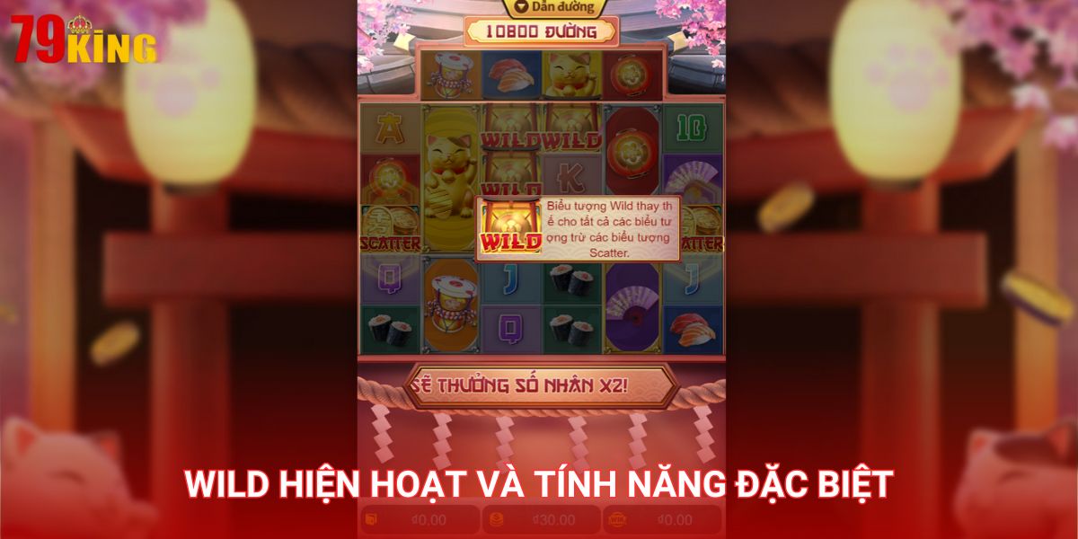 Biểu tượng WILD có thể thay thế mọi biểu tượng khác trừ Scatter để tạo thành các đường chiến thắng